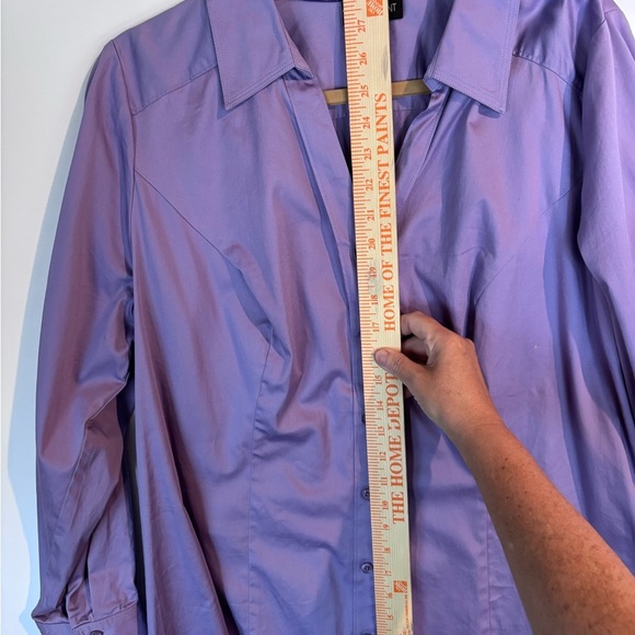 Lane Bryant Purple Button-Front Blouse • Plus Size 20 • 97% Cotton / 3% Spandex - Picture 8 of 9